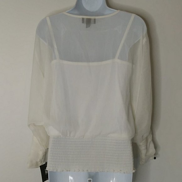 2/$24 IZ Byer Sheer Shimmer White Top Blou… - Picture 8 of 10
